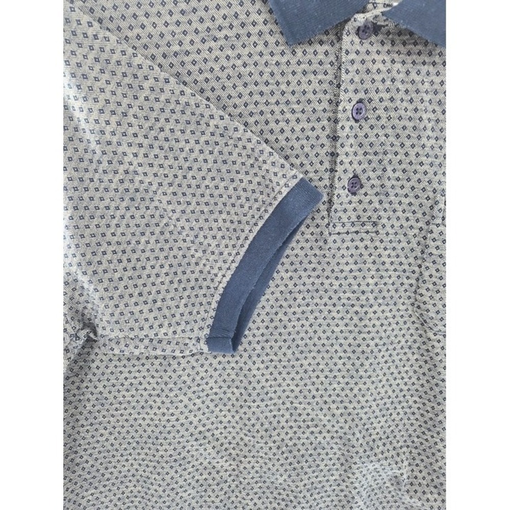 Denver Hayes Men's Patterned Polo Shirt L Grey Navy Classic Fit Golf Dad Casual - Picture 4 of 9